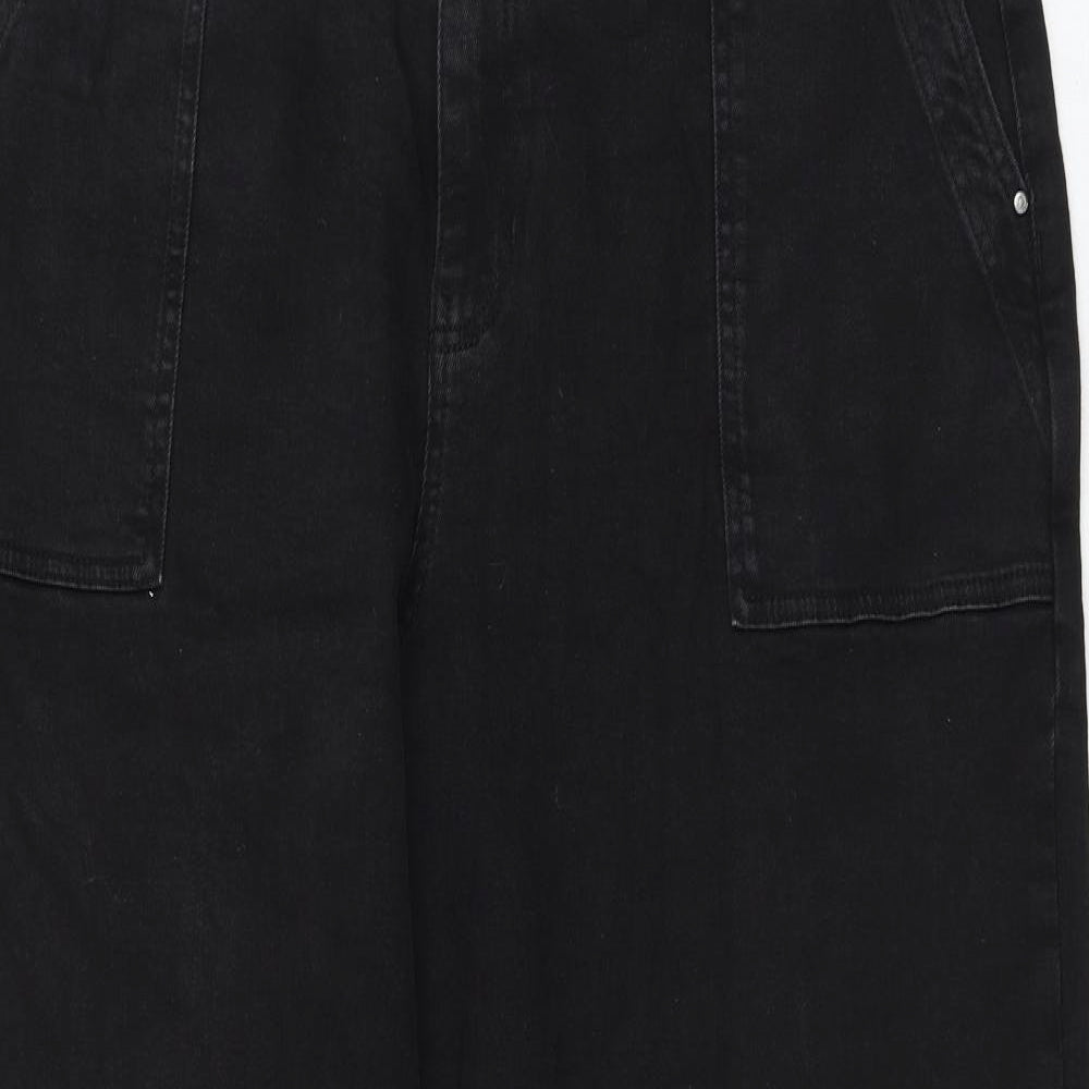 Marks and Spencer Womens Black Cotton Straight Jeans Size 18 L30 in Regular Zip