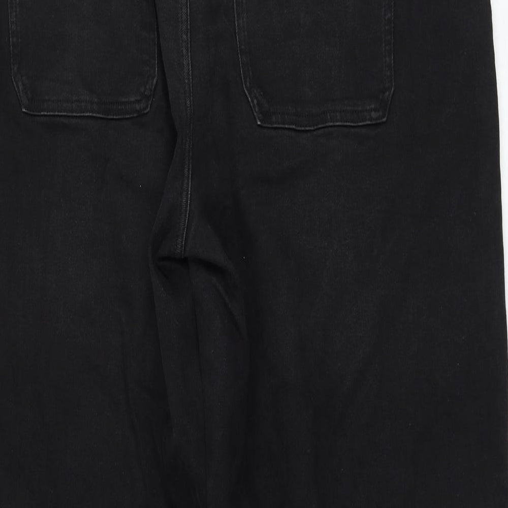 Marks and Spencer Womens Black Cotton Straight Jeans Size 18 L30 in Regular Zip