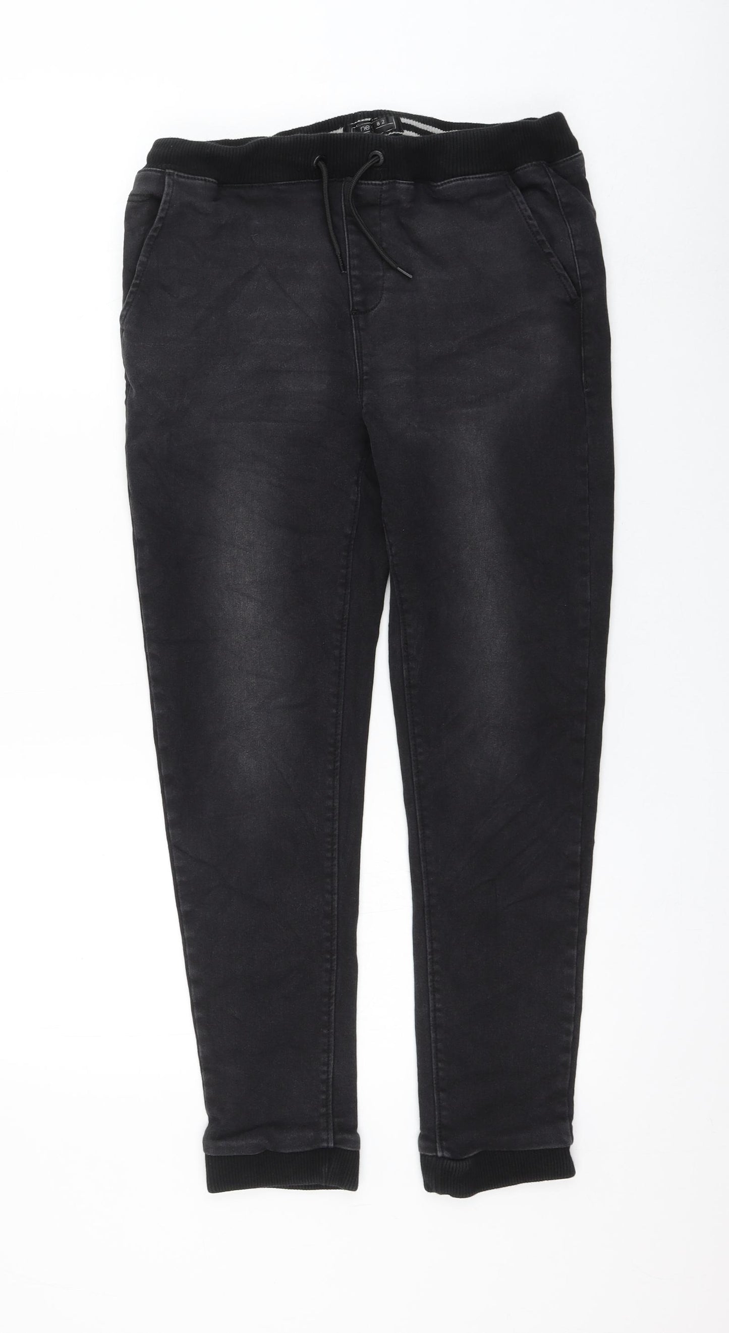 NEXT Boys Black Cotton Tapered Jeans Size 14 Years Regular Drawstring