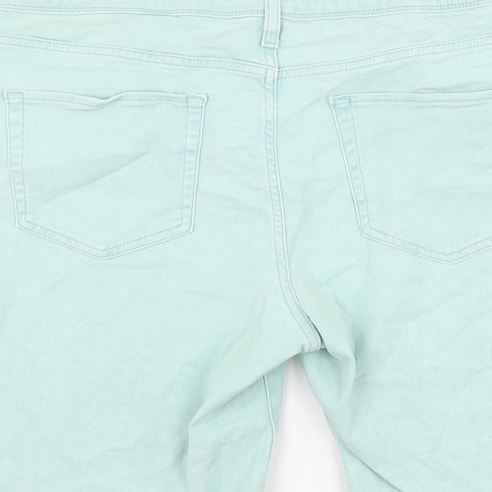 Marks and Spencer Womens Green Cotton Bermuda Shorts Size 18 L10 in Regular Zip