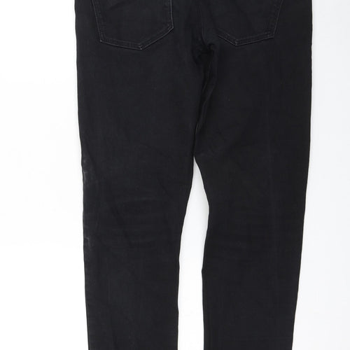 NEXT Womens Black Cotton Straight Jeans Size 30 in L31 in Regular Zip