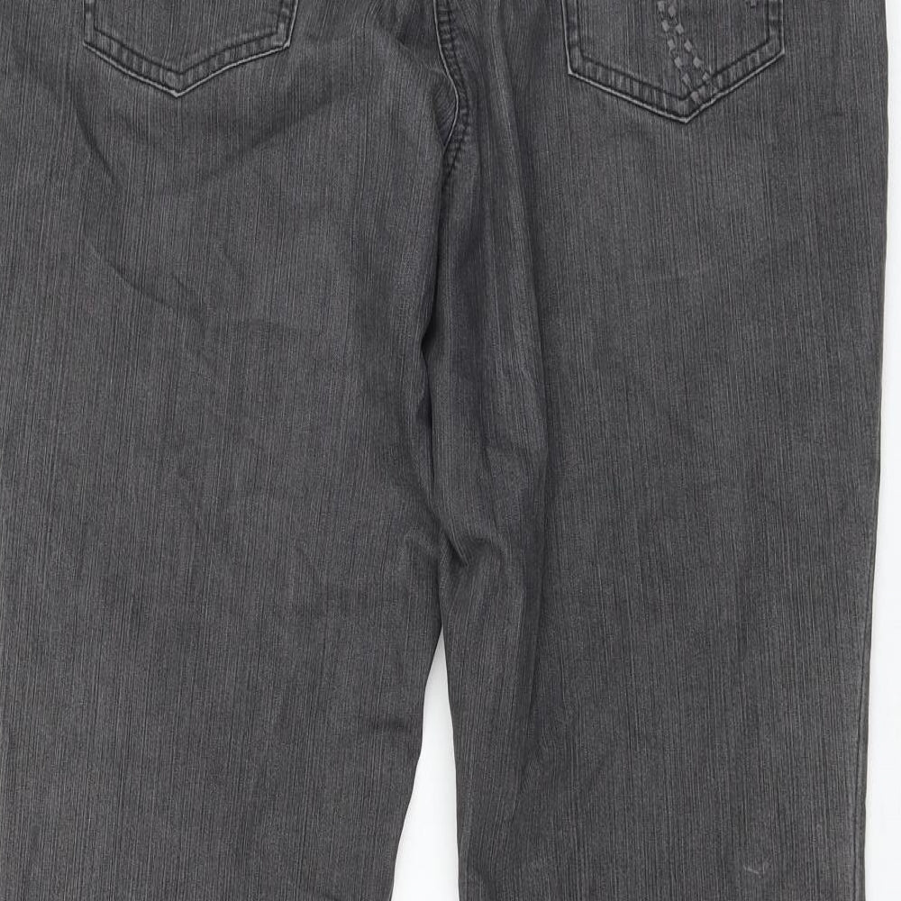 Marks and Spencer Womens Grey Cotton Bootcut Jeans Size 14 L28 in Regular Zip