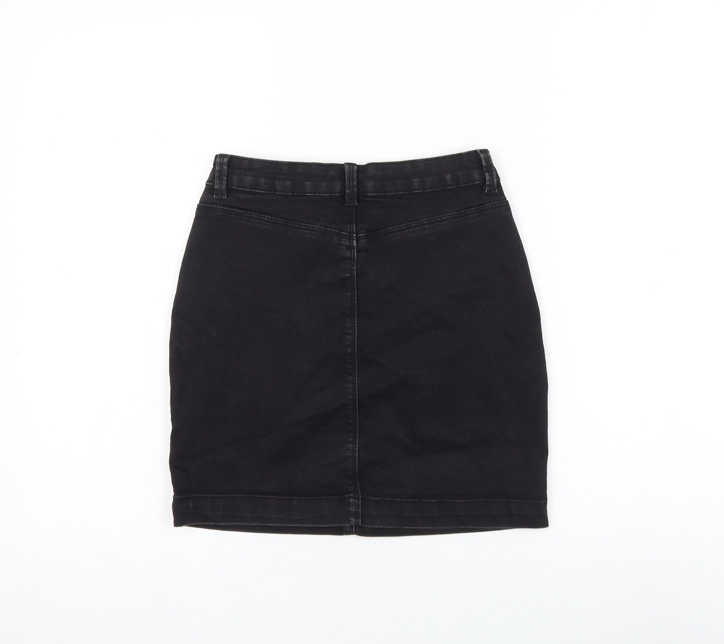 Missguided Womens Black Cotton Mini Skirt Size 10 Zip