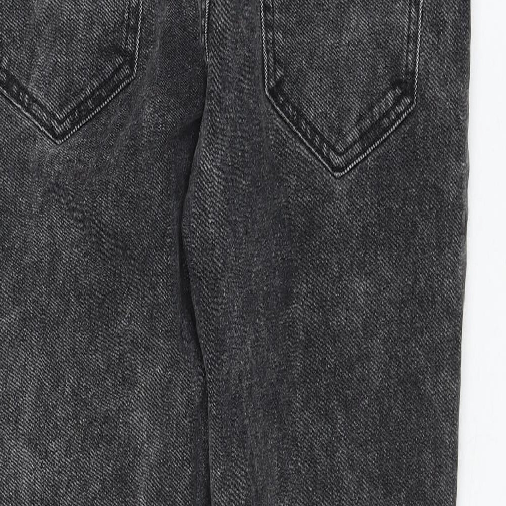 George Girls Grey Cotton Straight Jeans Size 15-16 Years Regular Zip - Distressed