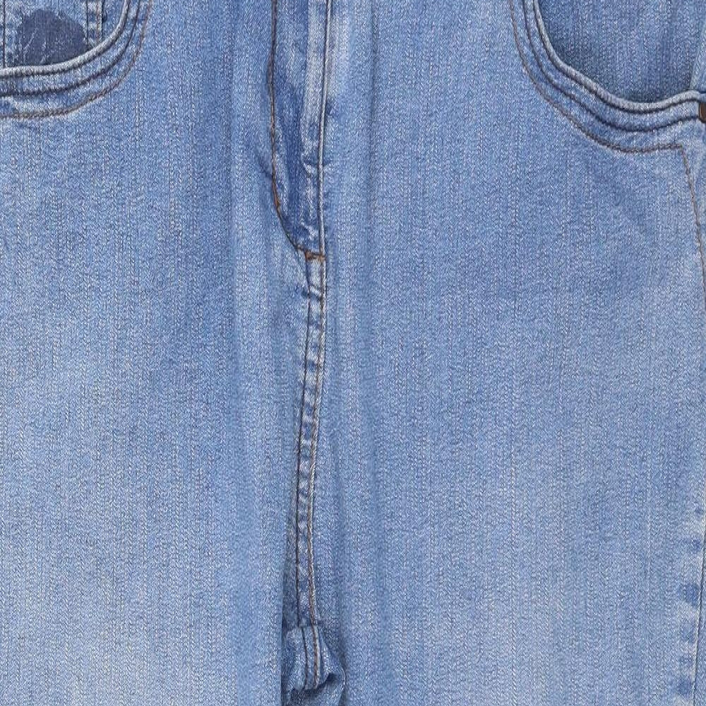 M&Co Womens Blue Cotton Cropped Jeans Size 16 L22 in Regular Zip