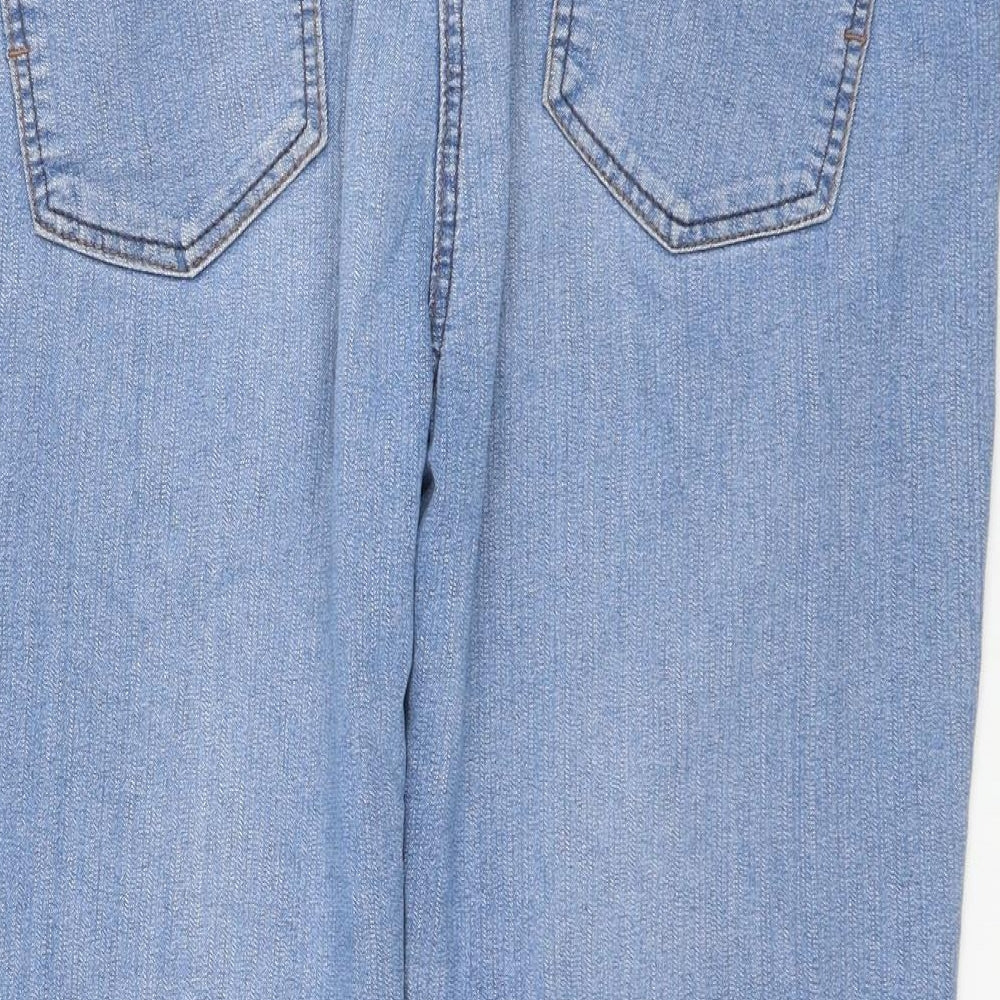 M&Co Womens Blue Cotton Cropped Jeans Size 16 L22 in Regular Zip