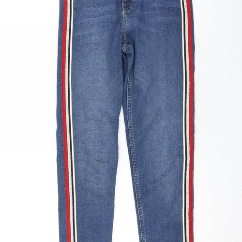 Topshop Womens Blue Cotton Skinny Jeans Size 25 in L32 in Regular Zip
