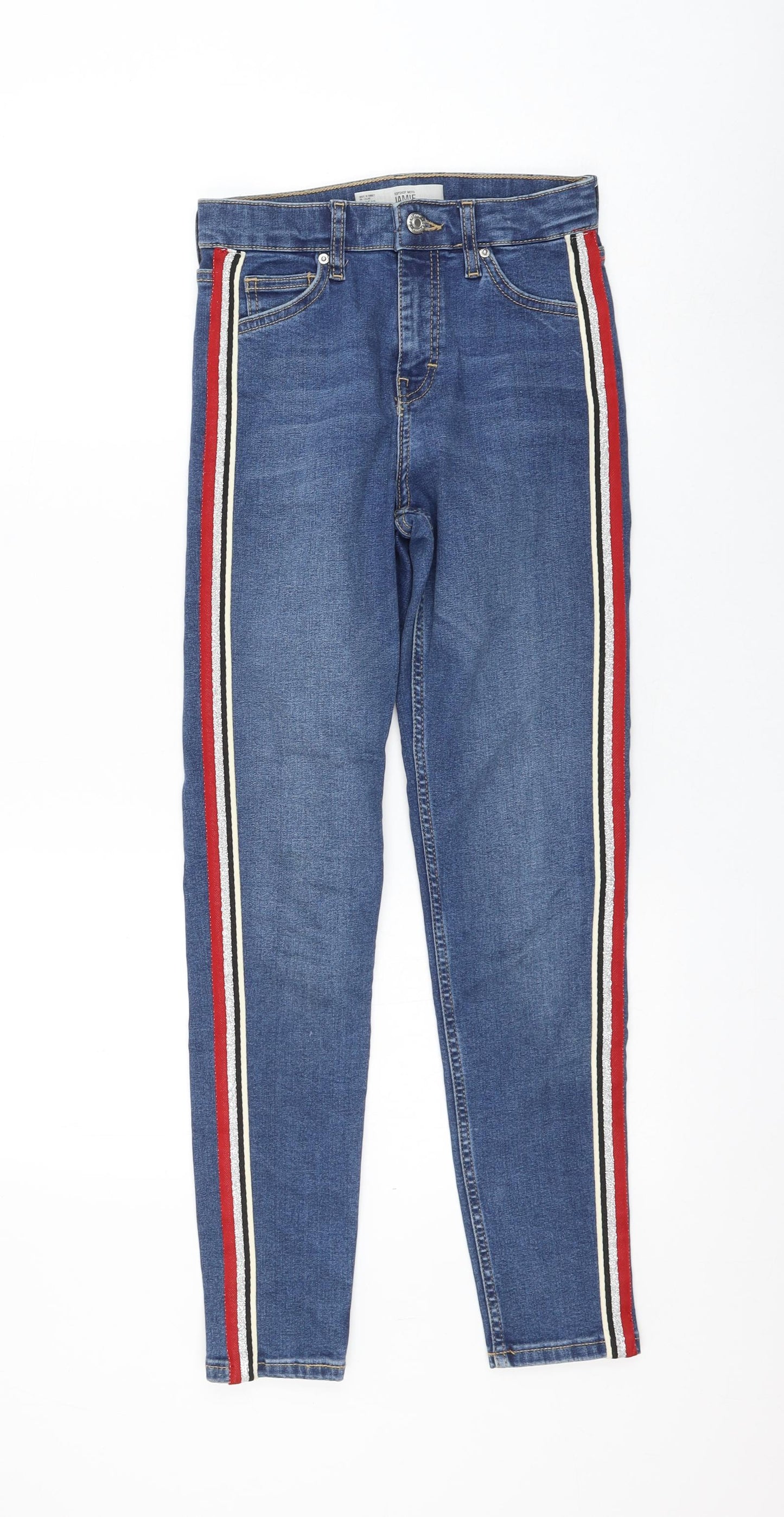 Topshop Womens Blue Cotton Skinny Jeans Size 25 in L32 in Regular Zip