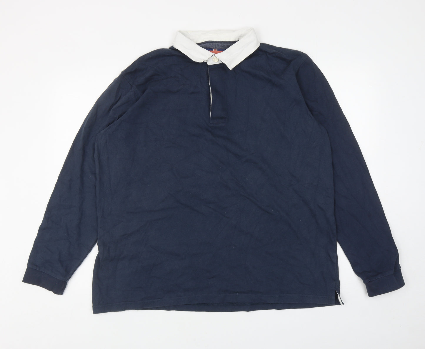 Cotton Traders Mens Blue Cotton Henley Sweatshirt Size 2XL
