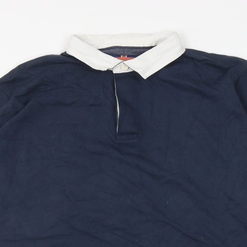 Cotton Traders Mens Blue Cotton Henley Sweatshirt Size 2XL