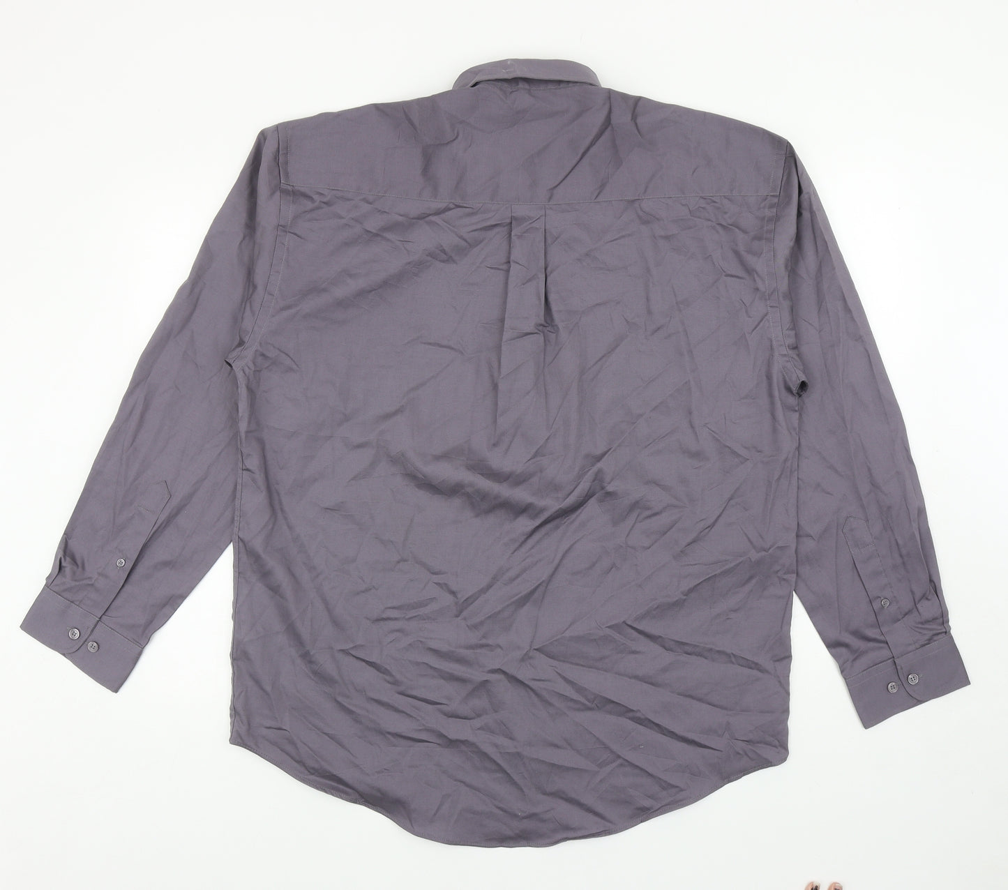 Kustom Kit Mens Grey Cotton Button-Up Size 17 Collared Button