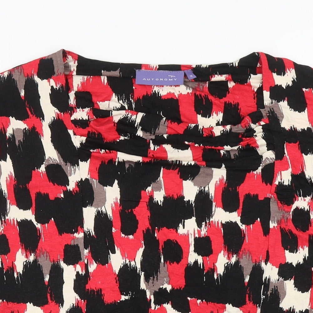 Autonomy Womens Multicoloured Geometric Viscose Basic Blouse Size 18 Cowl Neck