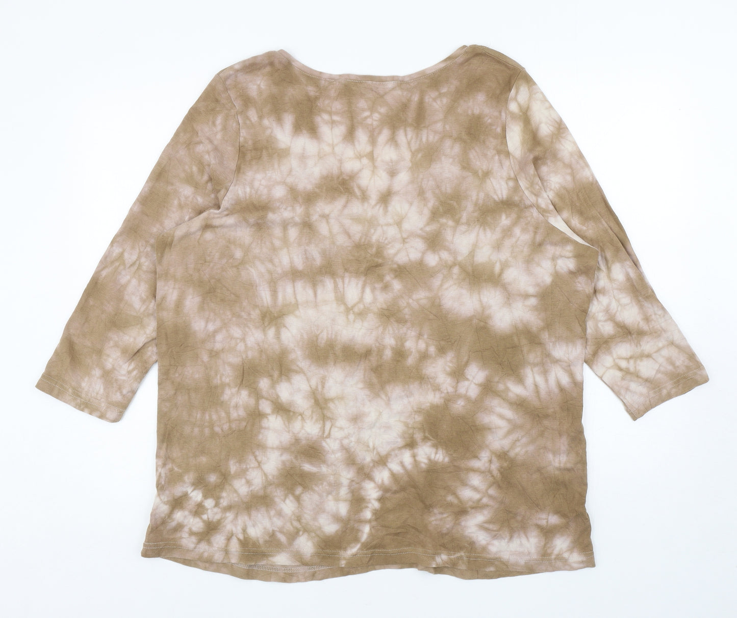 East Coast Womens Brown Cotton Basic T-Shirt Size 24 V-Neck - Hearts, Tie Dye