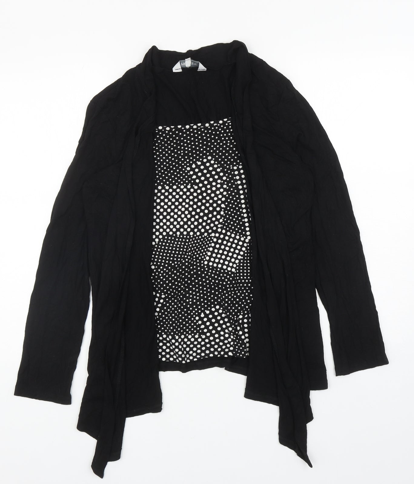 Preview Womens Black Polka Dot Viscose Basic Blouse Size 12 Square Neck