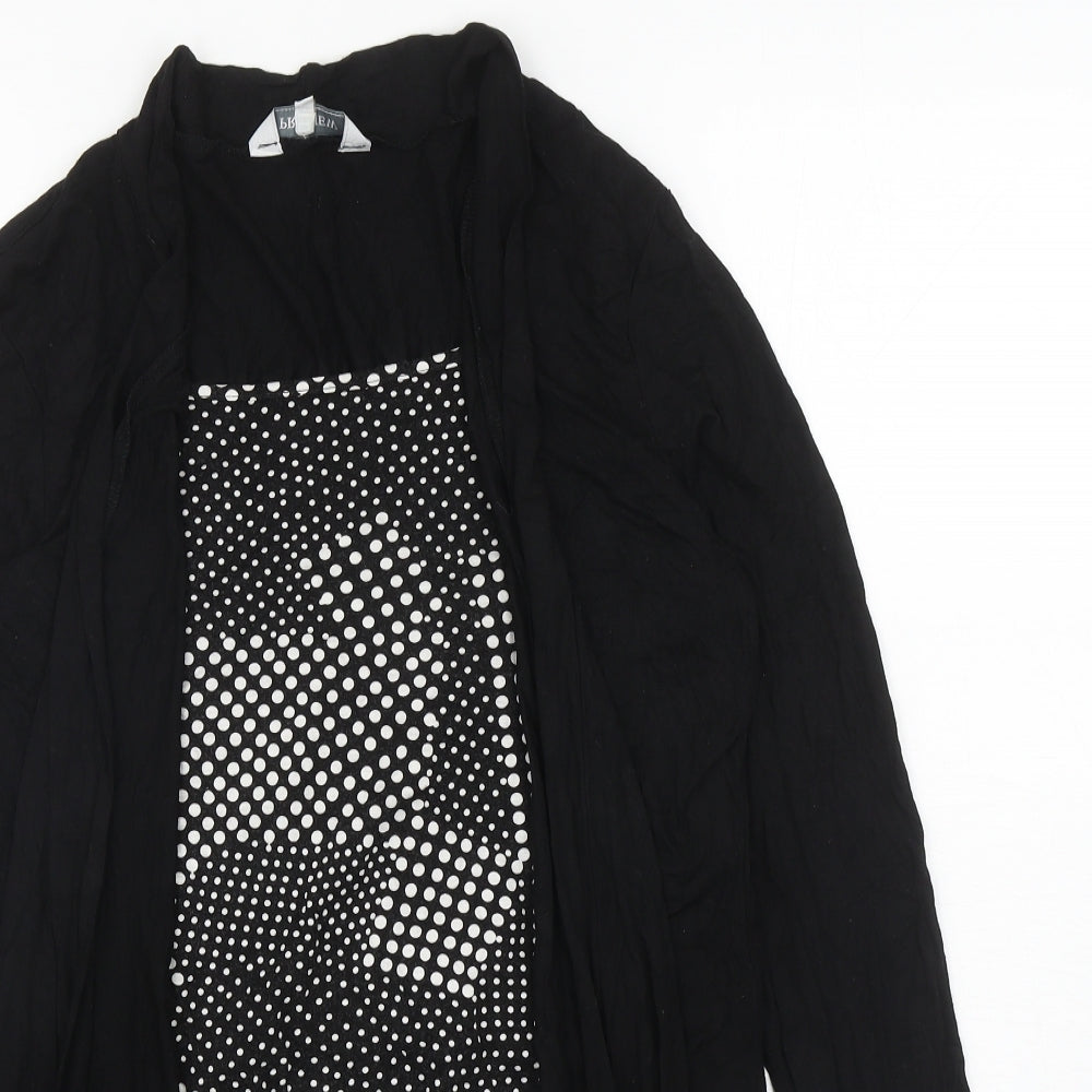 Preview Womens Black Polka Dot Viscose Basic Blouse Size 12 Square Neck