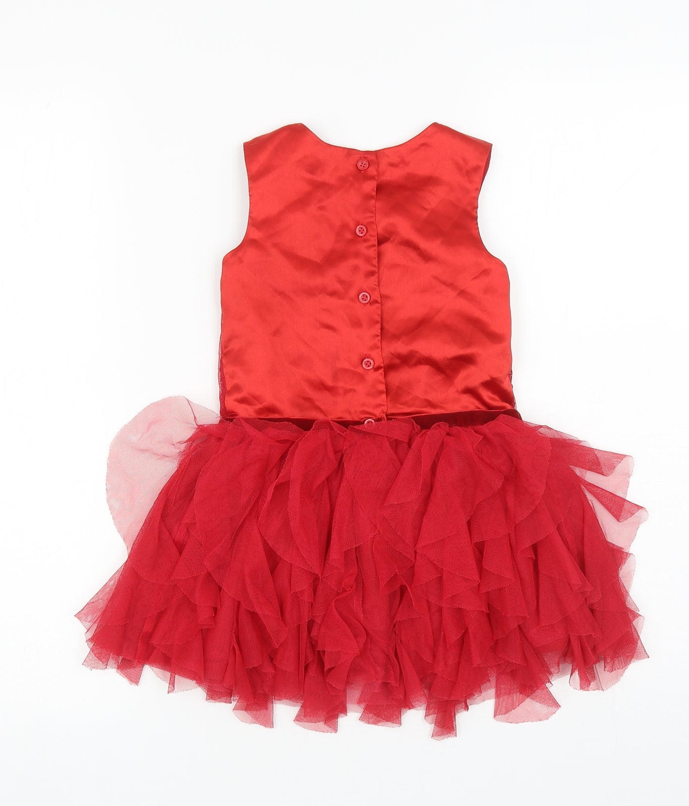 George Girls Red Polyester Ball Gown Size 2-3 Years Scoop Neck Button