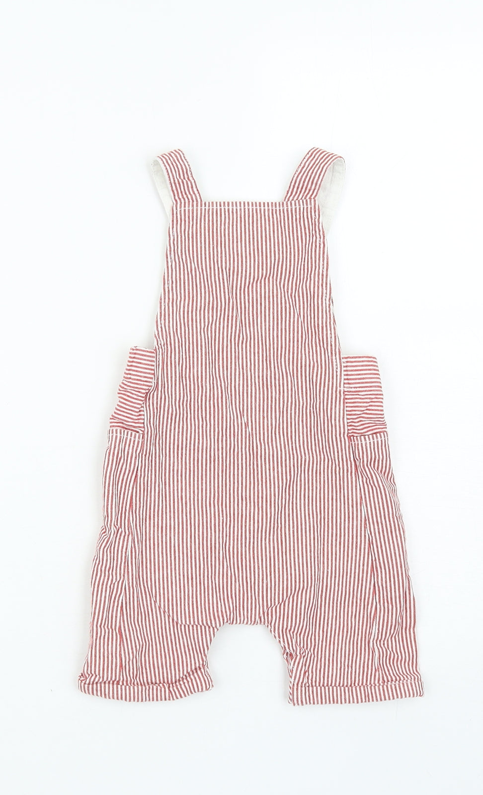 Sergent Major Boys Red Striped Cotton Dungaree One-Piece Size 18 Months Snap - Elephants