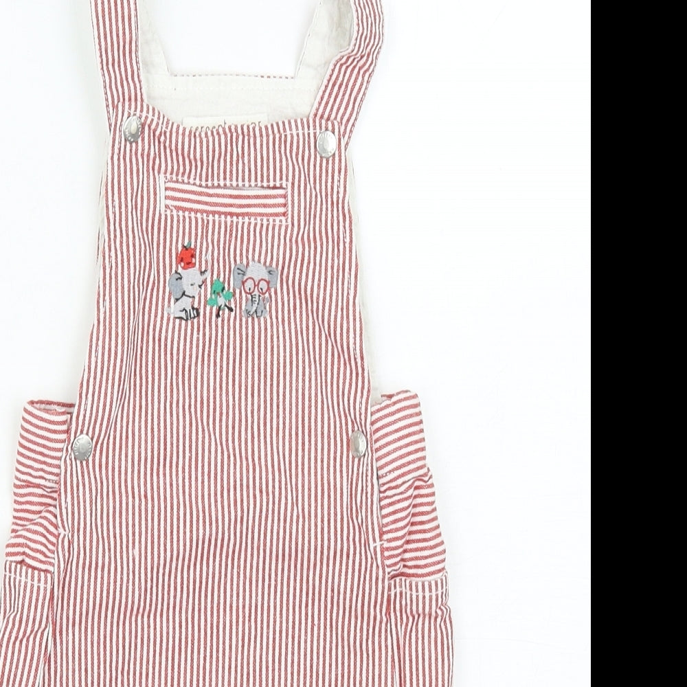 Sergent Major Boys Red Striped Cotton Dungaree One-Piece Size 18 Months Snap - Elephants