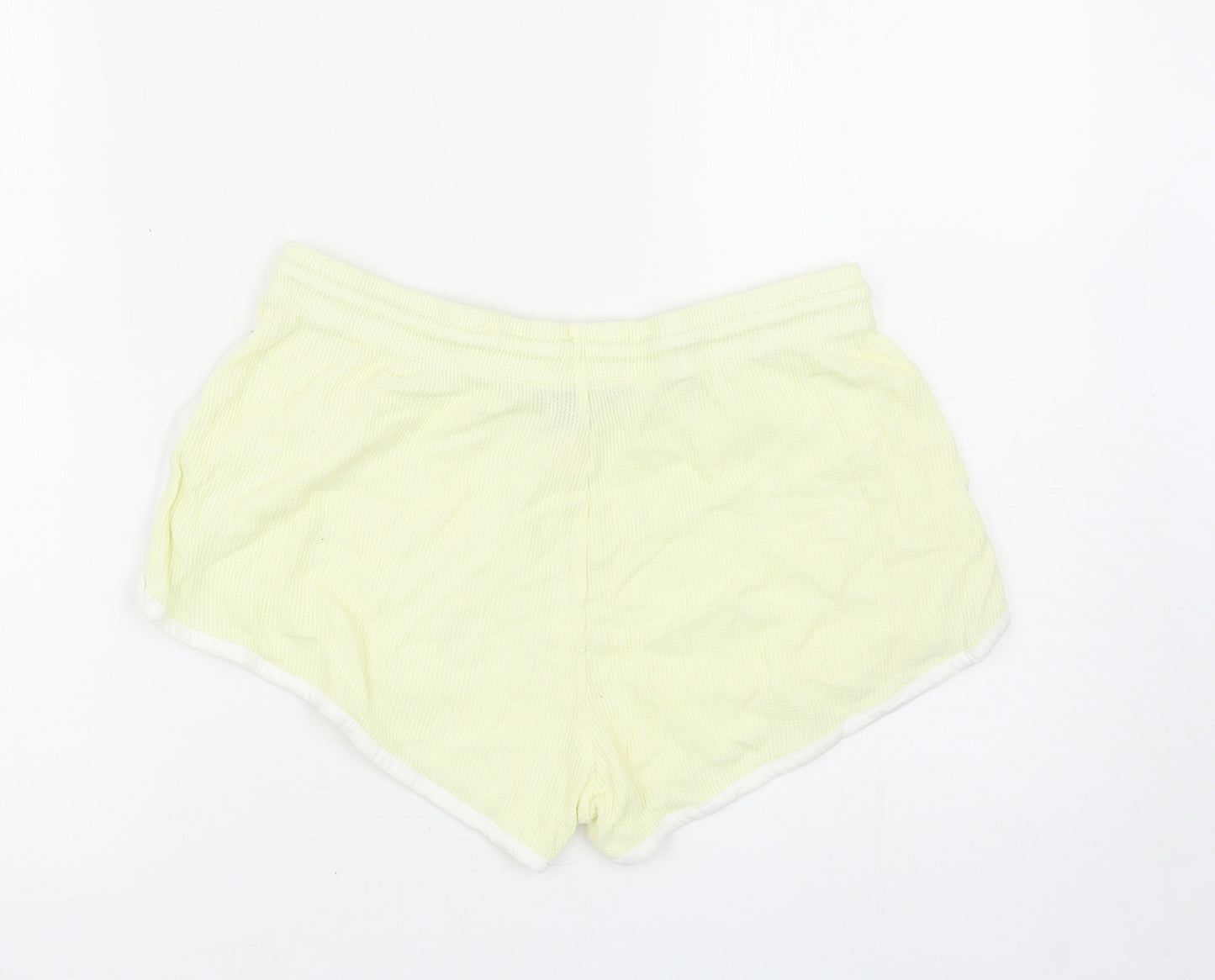 Primark Womens Yellow Cotton Sweat Shorts Size S L3 in Regular Drawstring