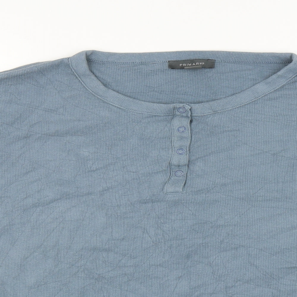 Primark Womens Blue Cotton Basic T-Shirt Size M Boat Neck