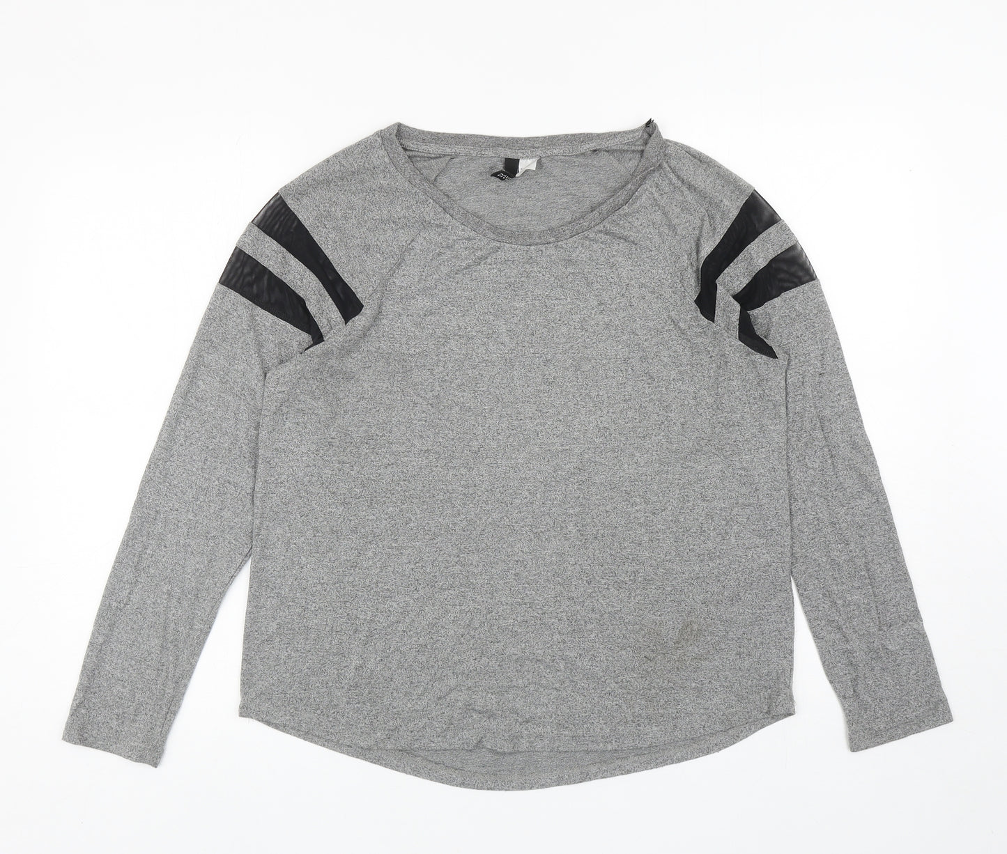 Divided Womens Grey Viscose Basic T-Shirt Size M Boat Neck