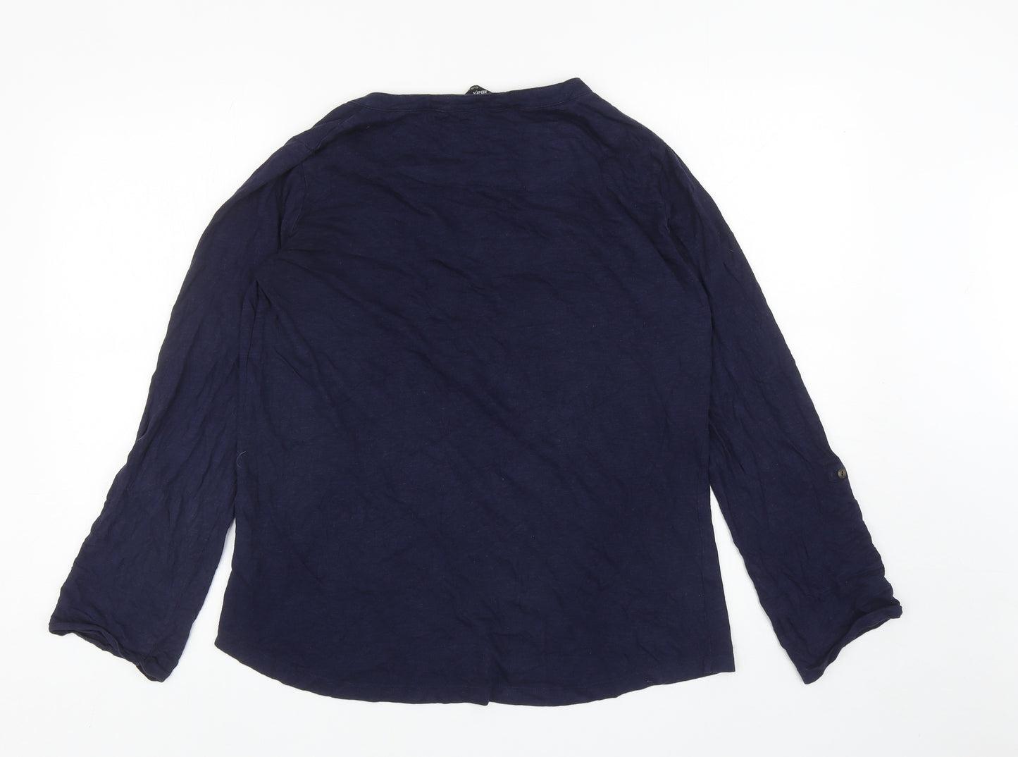 MAX Womens Blue Cotton Basic T-Shirt Size 14 V-Neck