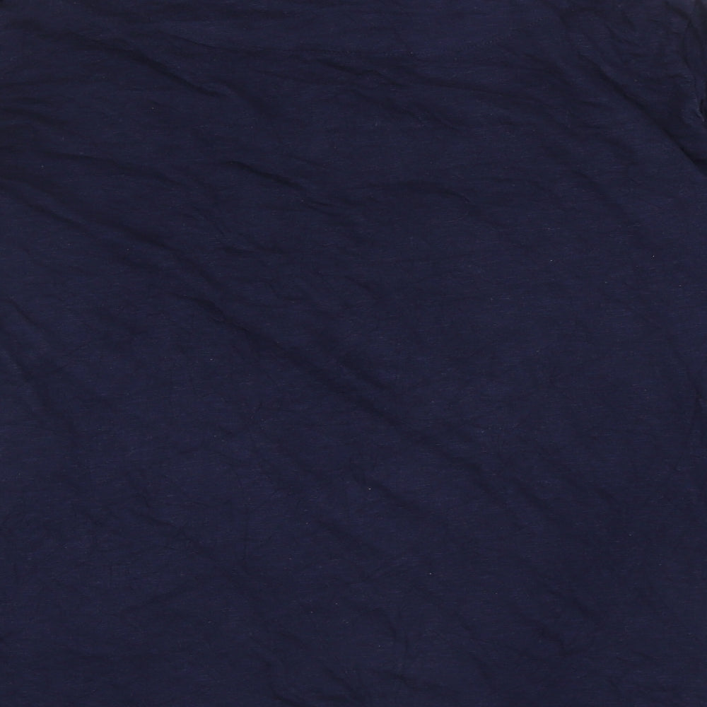 MAX Womens Blue Cotton Basic T-Shirt Size 14 V-Neck