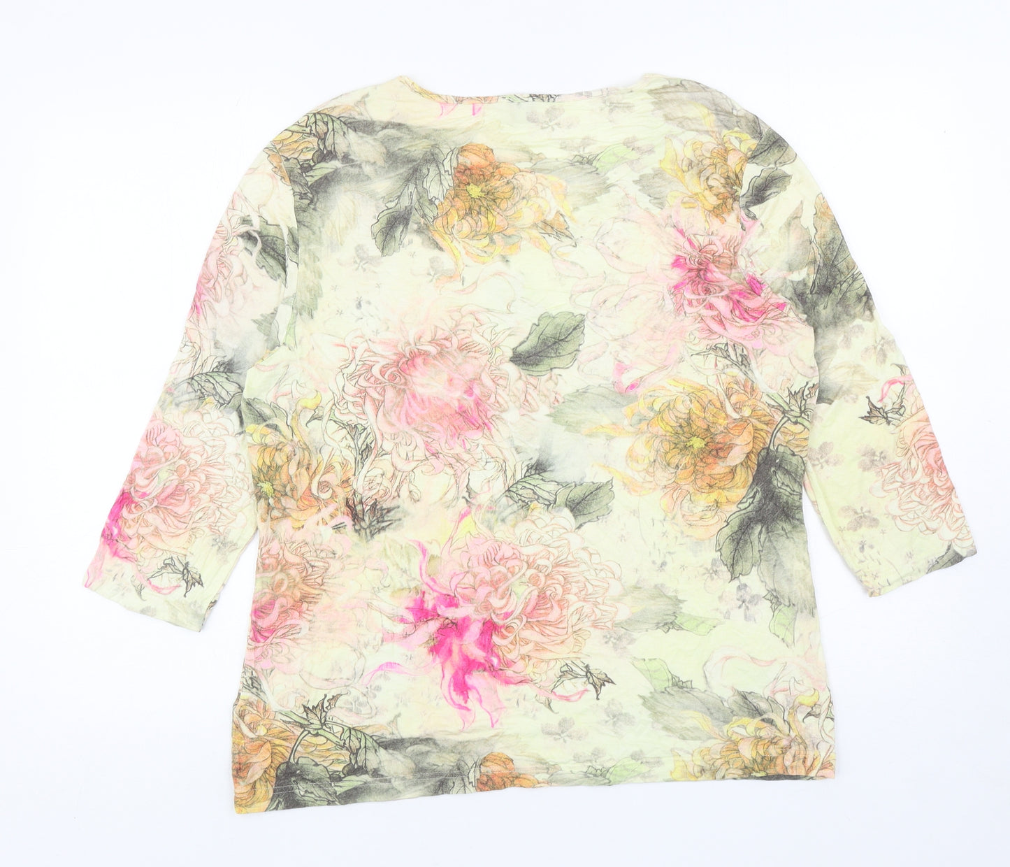 Olsen Womens Multicoloured Floral Viscose Basic T-Shirt Size 18 Scoop Neck