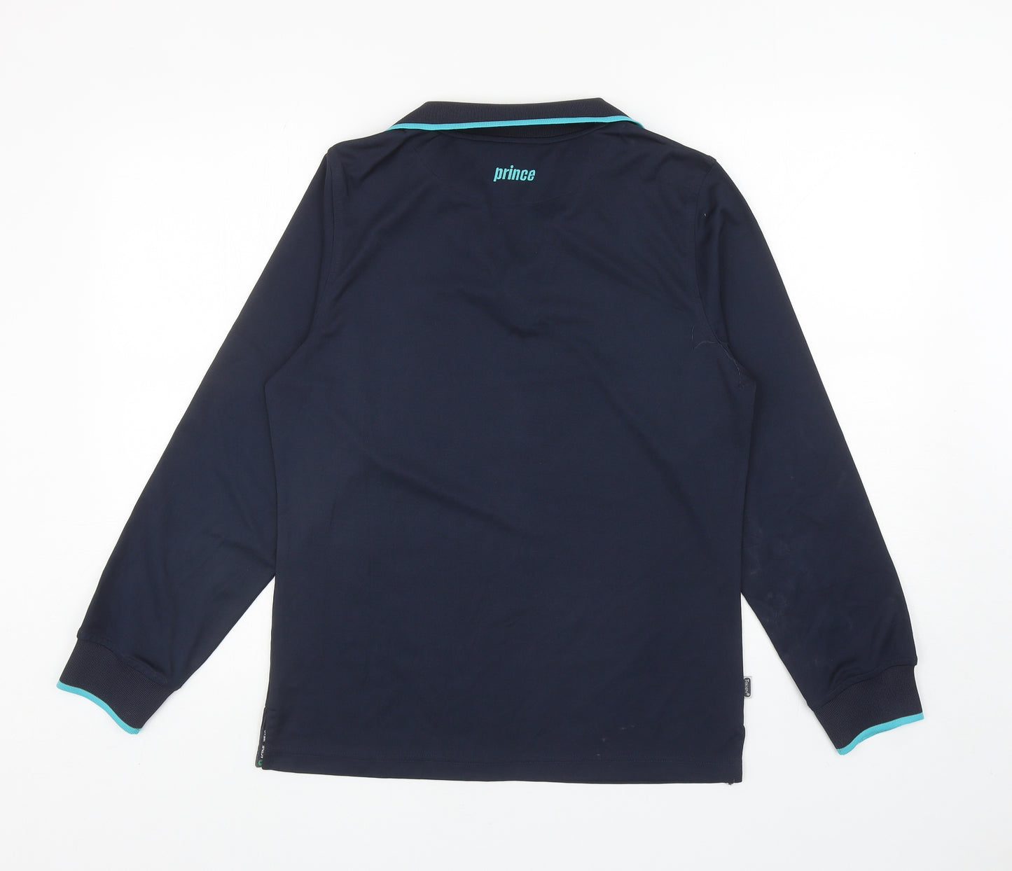 Prince Womens Blue Polyester Pullover Casual Size XL Collared Pullover