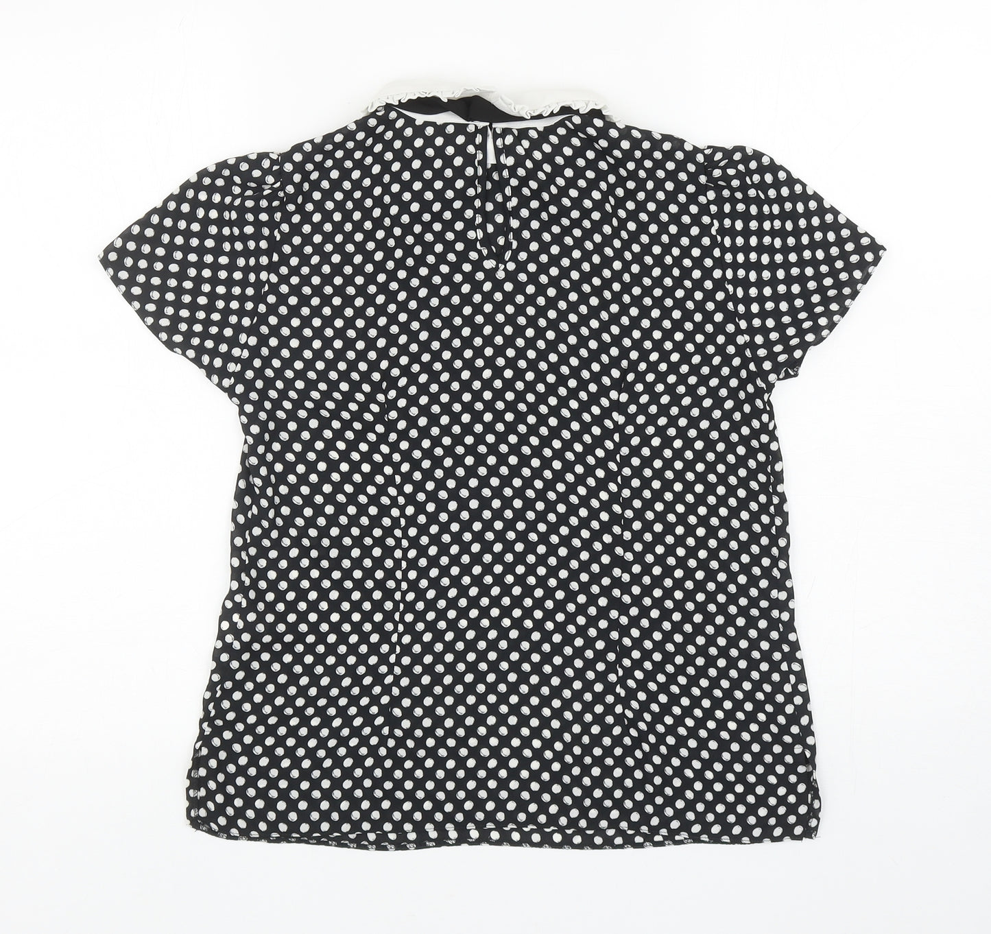 Dorothy Perkins Womens Black Polka Dot Polyester Basic Blouse Size 10 Collared