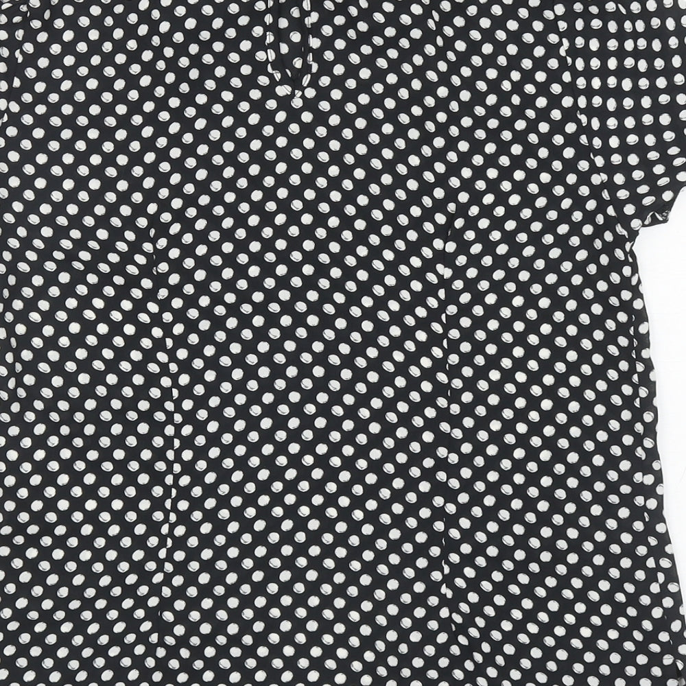 Dorothy Perkins Womens Black Polka Dot Polyester Basic Blouse Size 10 Collared