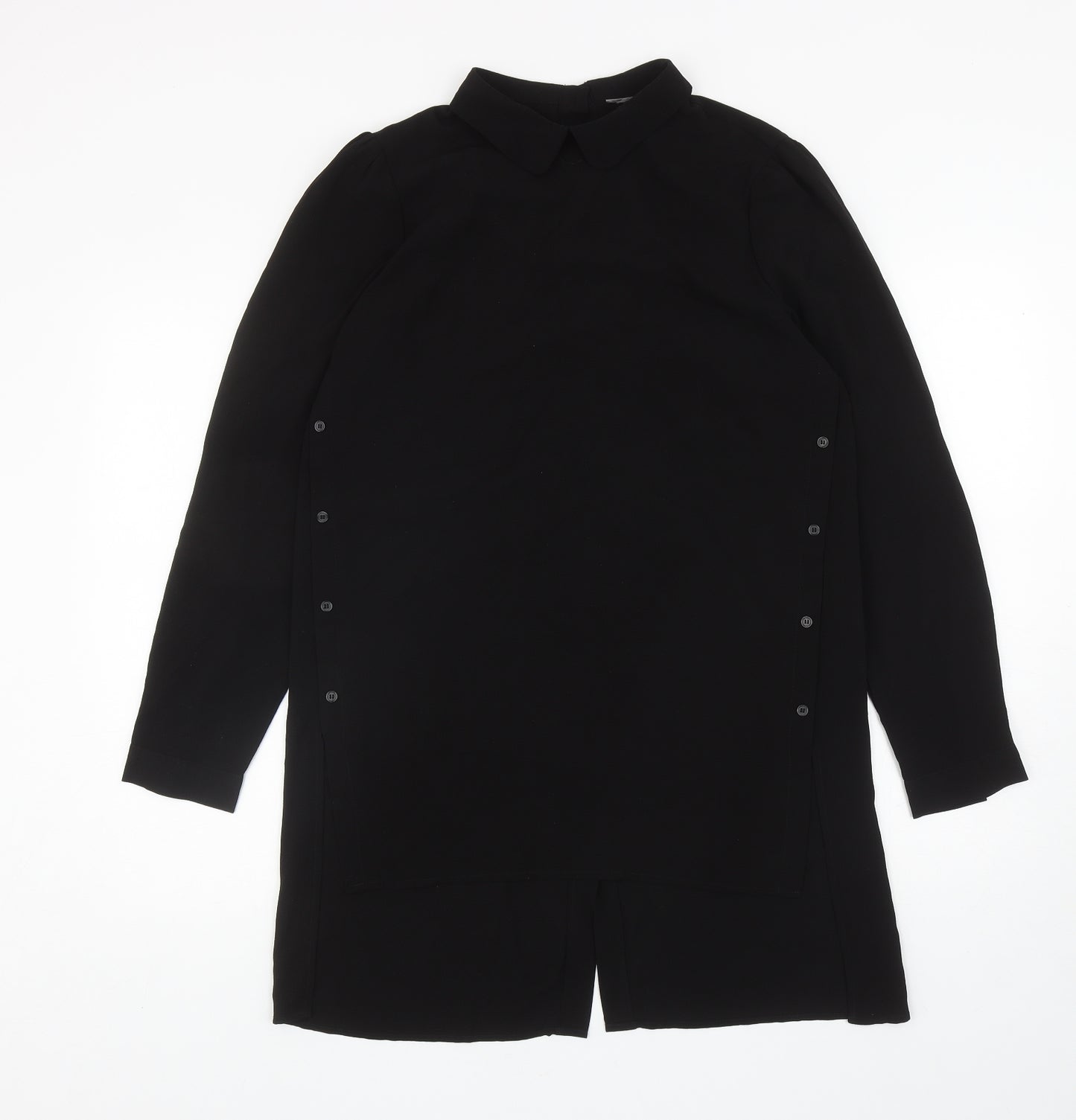 VERO MODA Womens Black Polyester Tunic Button-Up Size M Collared