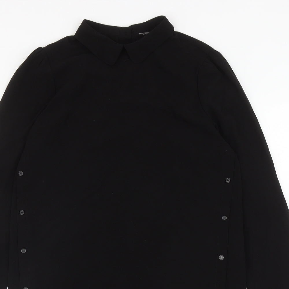 VERO MODA Womens Black Polyester Tunic Button-Up Size M Collared