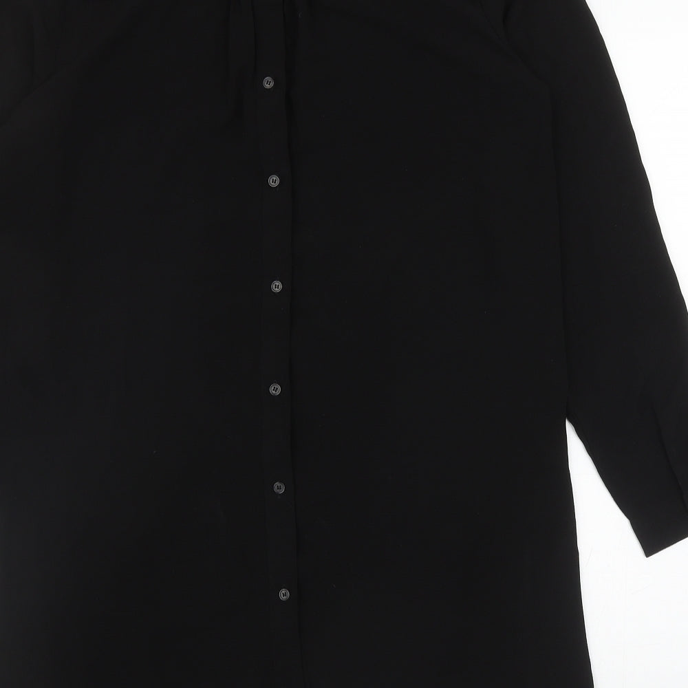 VERO MODA Womens Black Polyester Tunic Button-Up Size M Collared