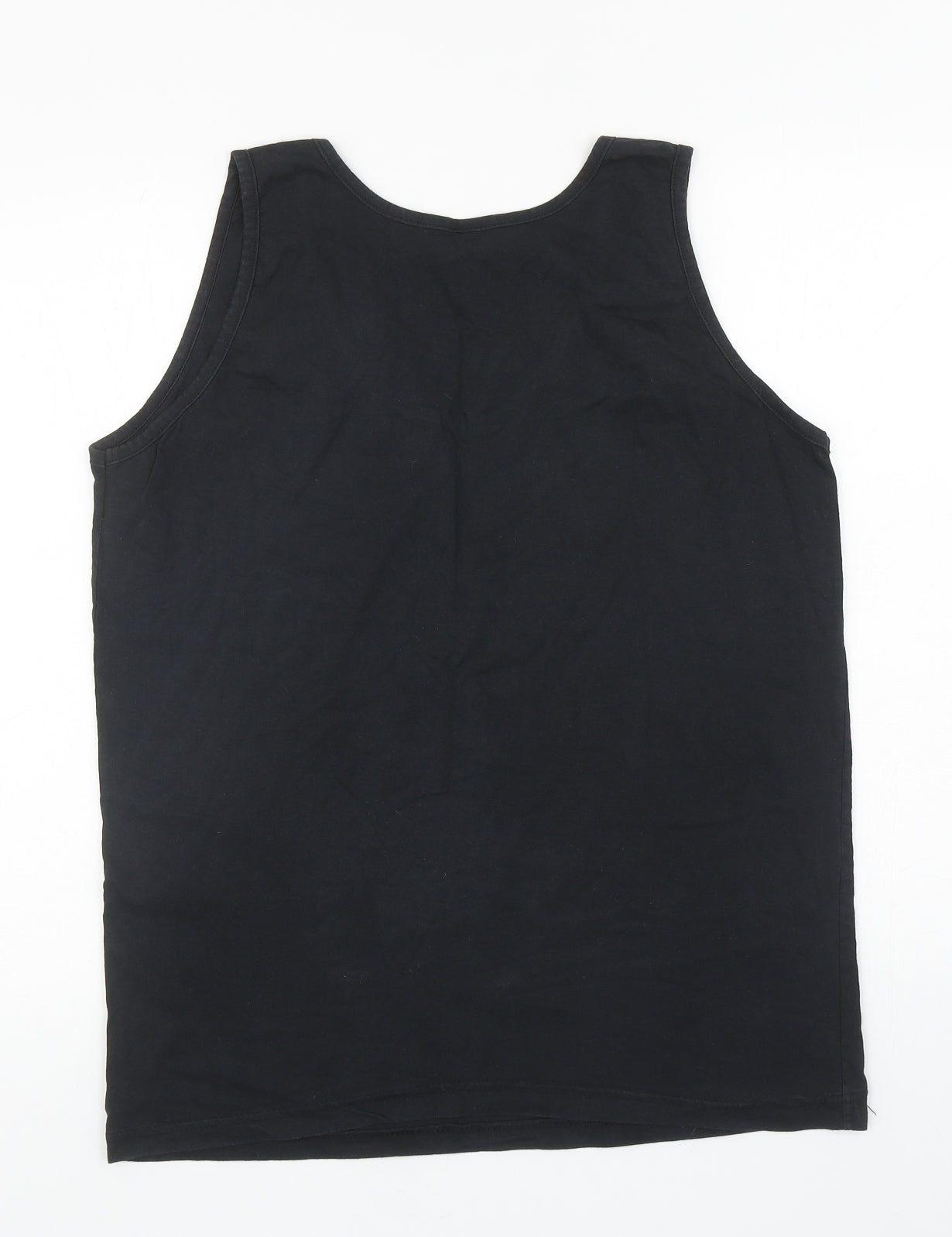Preworn Mens Black Cotton Basic Tank Size L Scoop Neck Pullover - Crete