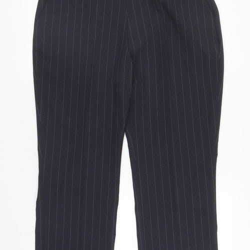 Bonmarché Womens Blue Striped Polyester Dress Pants Trousers Size 16 L24 in Regular