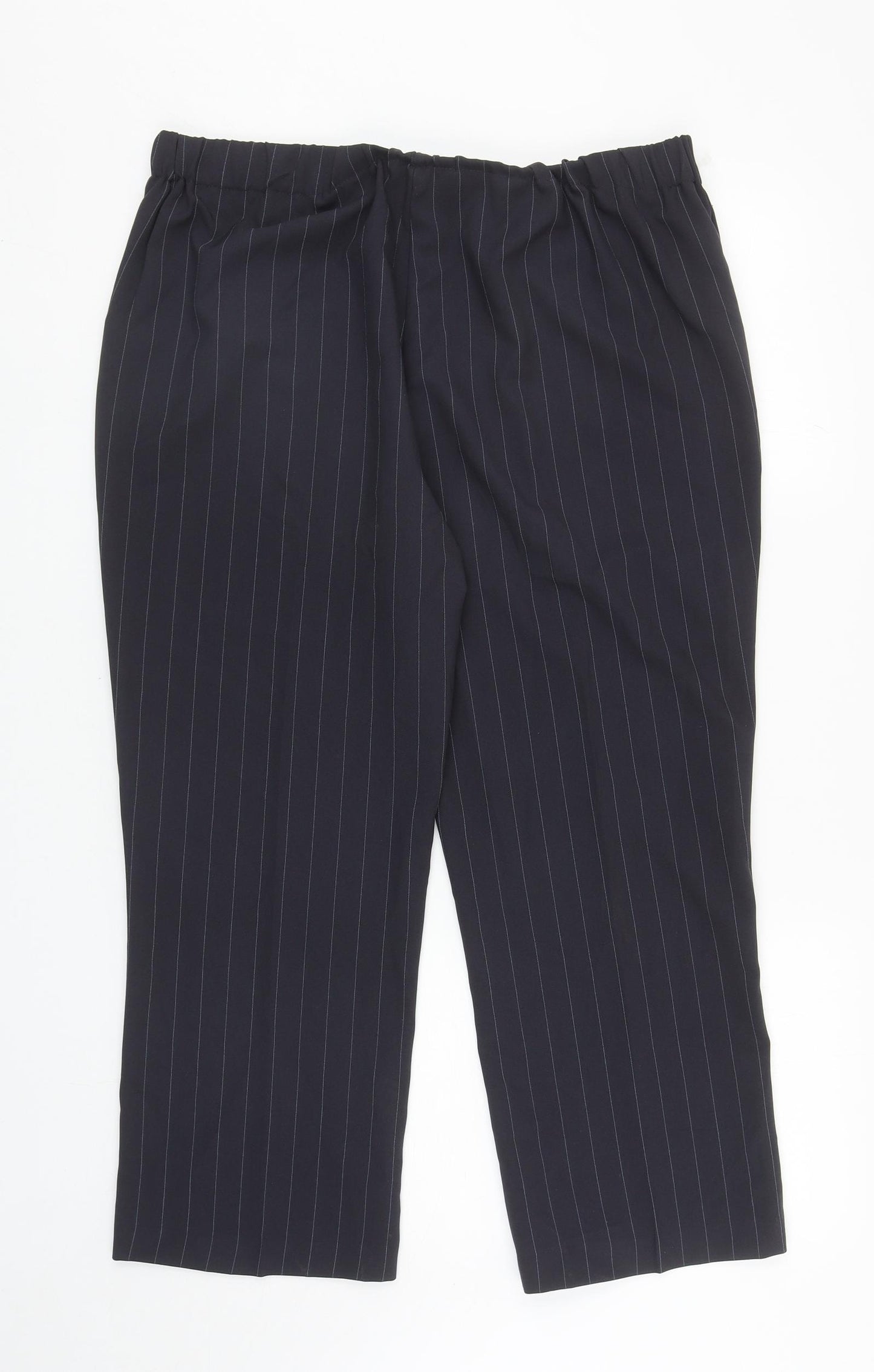 Bonmarché Womens Blue Striped Polyester Dress Pants Trousers Size 16 L24 in Regular