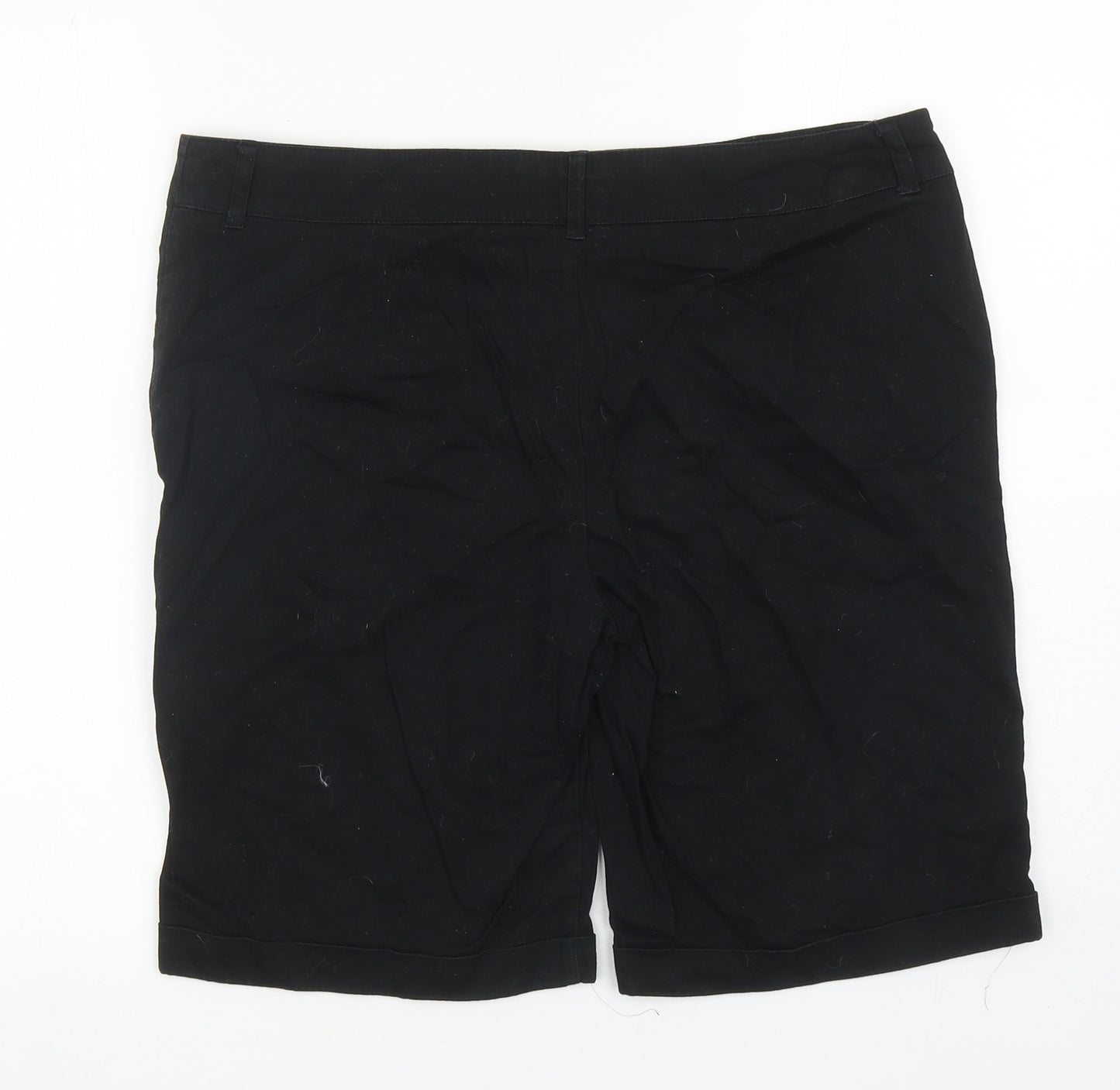 Papaya Womens Black Cotton Chino Shorts Size 16 L10 in Regular Zip