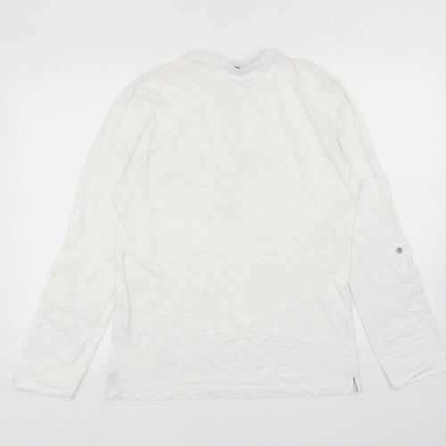 Peacocks Womens White Cotton Basic T-Shirt Size M Round Neck
