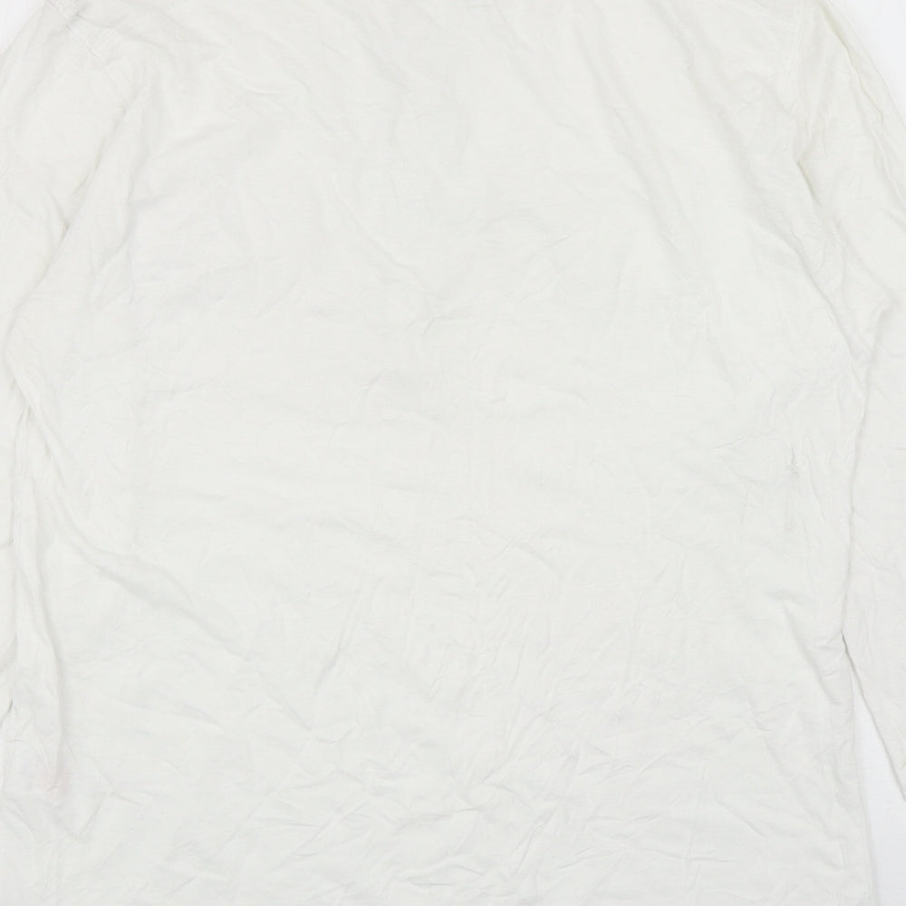Peacocks Womens White Cotton Basic T-Shirt Size M Round Neck