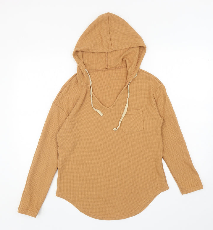 SheIn Womens Yellow Viscose Pullover Hoodie Size M Pullover