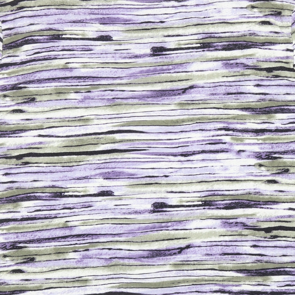 EWM Womens Multicoloured Striped Viscose Basic T-Shirt Size 18 Boat Neck