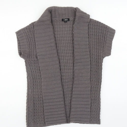C.M.D Womens Grey V-Neck Acrylic Cardigan Jumper Size M