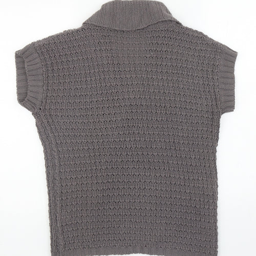 C.M.D Womens Grey V-Neck Acrylic Cardigan Jumper Size M
