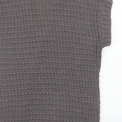 C.M.D Womens Grey V-Neck Acrylic Cardigan Jumper Size M