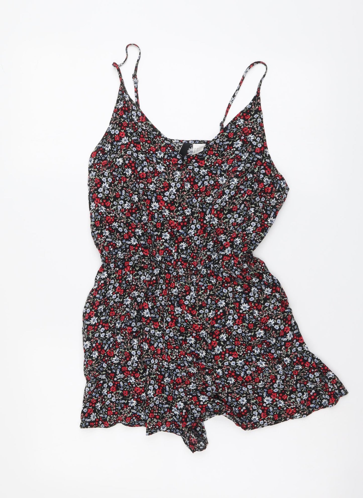 H&M Womens Multicoloured Floral Viscose Playsuit One-Piece Size S Pullover