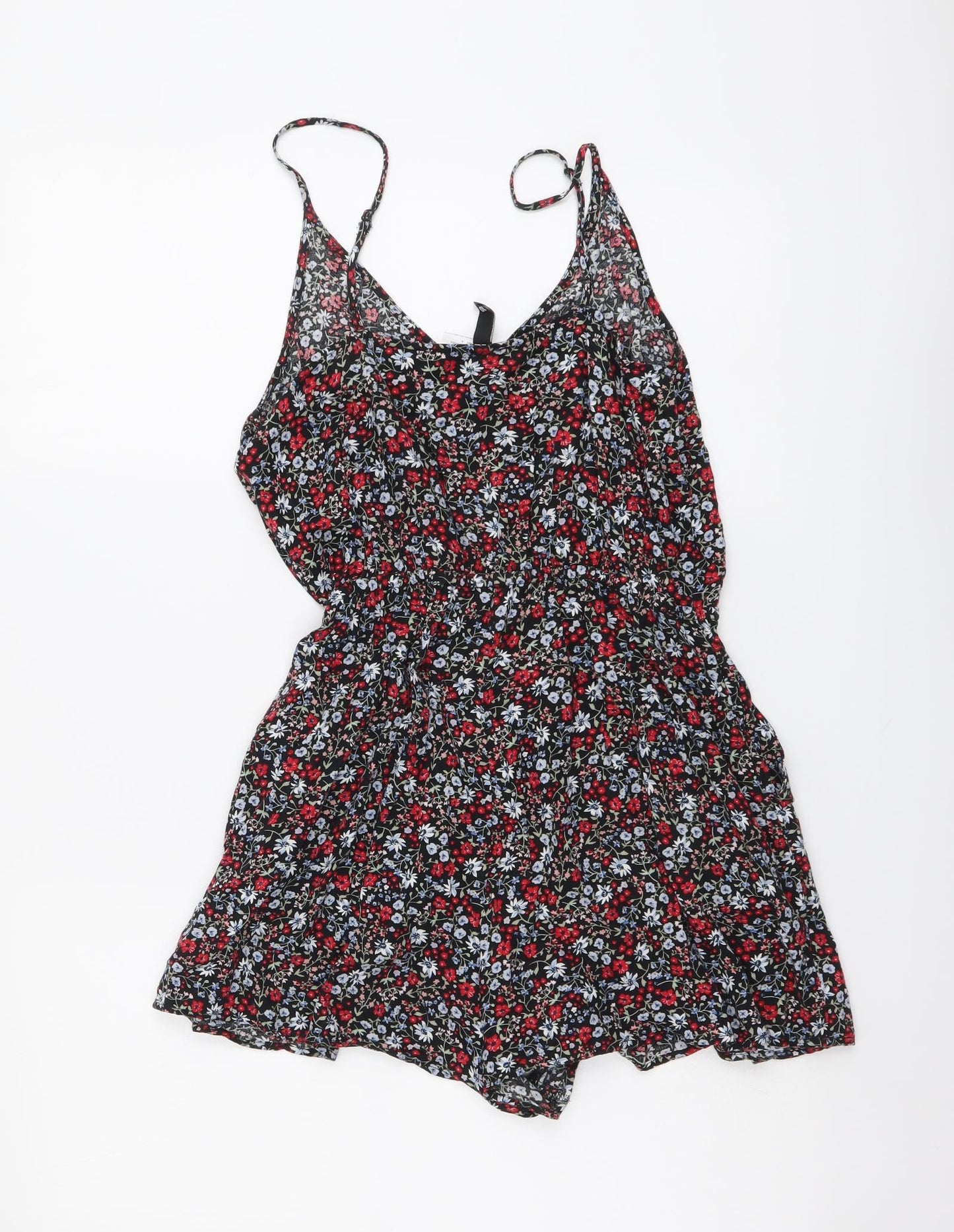 H&M Womens Multicoloured Floral Viscose Playsuit One-Piece Size S Pullover