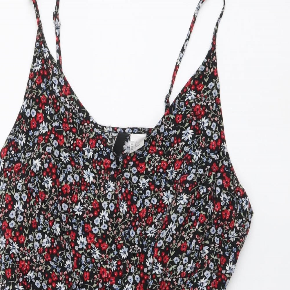 H&M Womens Multicoloured Floral Viscose Playsuit One-Piece Size S Pullover