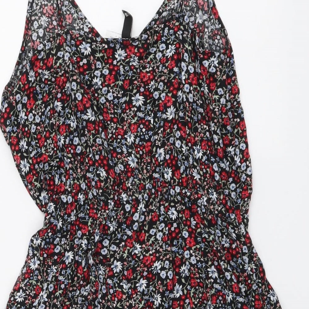H&M Womens Multicoloured Floral Viscose Playsuit One-Piece Size S Pullover