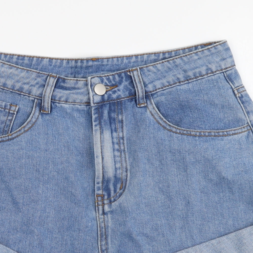 Cider Womens Blue Cotton Cut-Off Shorts Size M L3 in Regular Button